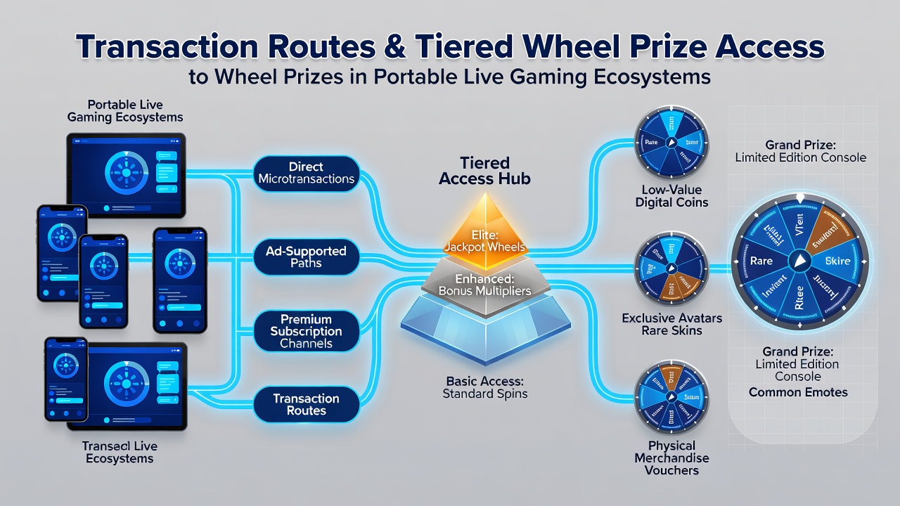 Visualisierung gestaffelter Zugangsmodelle und Wheel-Preise in portablen Gaming-Umgebungen