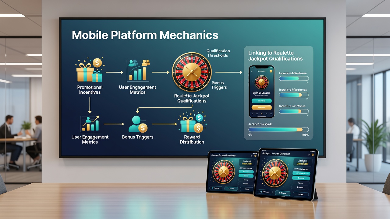 Detailansicht einer mobilen Roulette-App mit Qualifikationsfortschritt und Jackpot-Anzeige