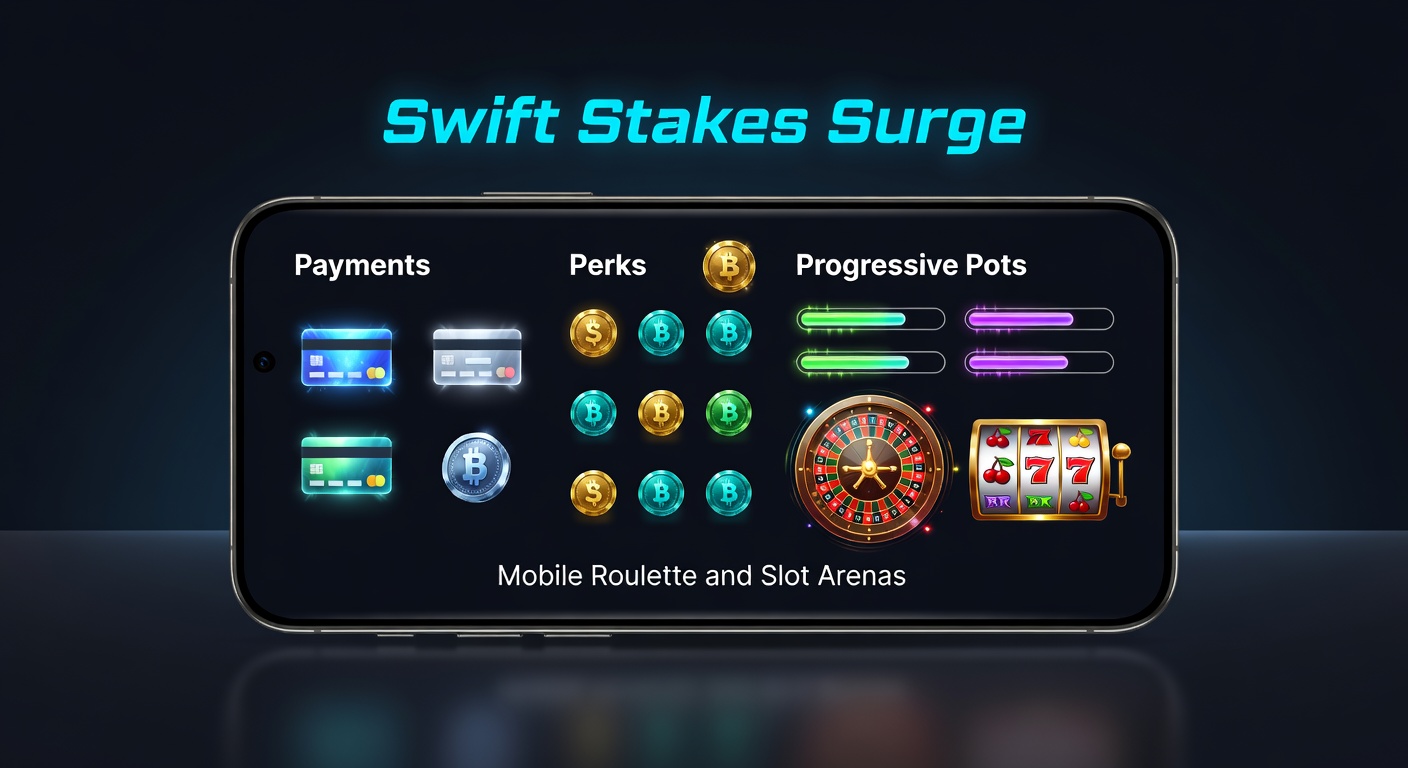 Detaillierte Ansicht eines progressiven Slot-Jackpots auf Mobilgerät neben Roulette-Tisch mit VIP-Perks-Anzeige
