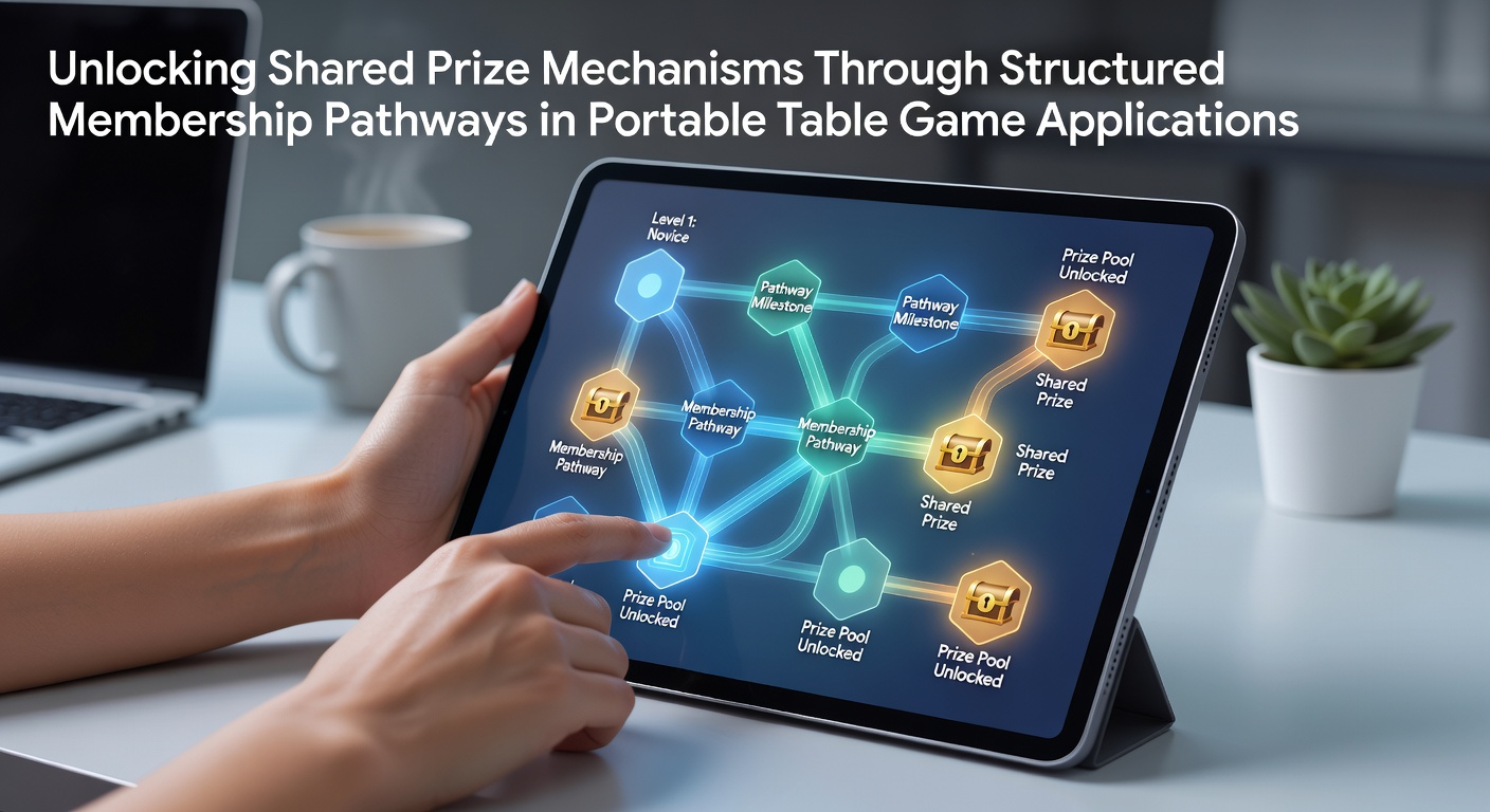 Darstellung einer mobilen Tischspiel-App mit integrierten Mitgliedschaftsstufen und geteilten Preis-Pools
